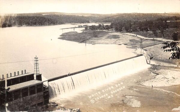 Forsyth Missouri White River Powersite Dam Real Photo Vintage Postcard AA97801