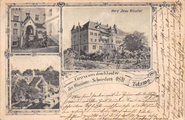 Tutzing Germany Gruss aus Herz Jesu Kloster Vintage Postcard AA97815