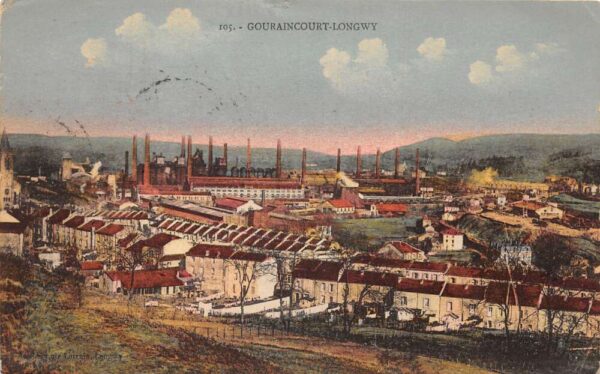 Gouraincourt Longwy France Birds Eye View Vintage Postcard AA97822