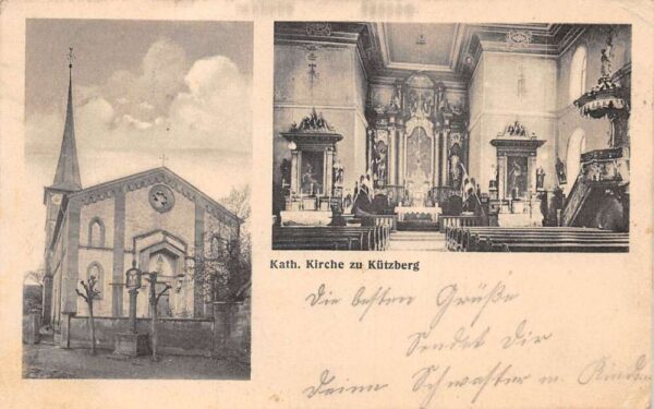 Kath Kirche zu Kutzberg Germany Church Vintage Postcard AA97826