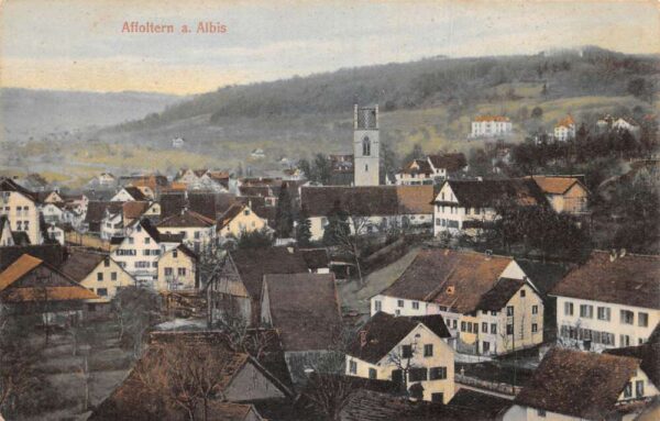 Affoltern am Albis Switzerland Birds Eye View Vintage Postcard AA97827