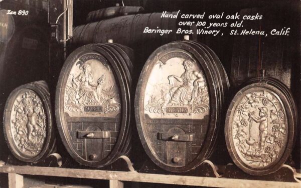 St Helena California Beringer Bros Winery Oak Casks Real Photo Postcard AA97851