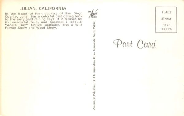 Julian California Business District Drug Store Greetings Postcard AA97868 - Image 2