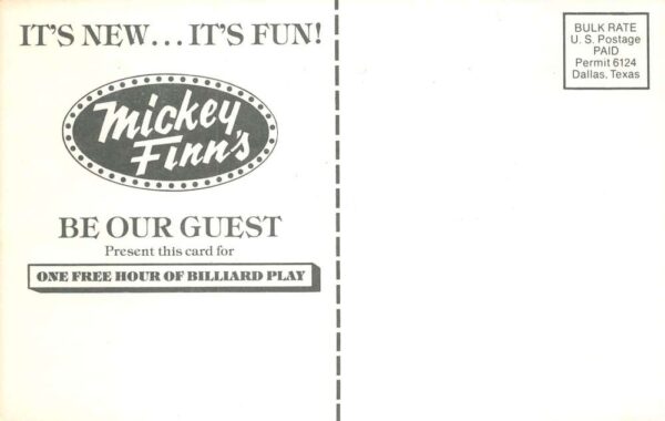 Mickey Finn's Bar and Biliard Room Advertising Vintage Postcard AA97881 - Image 2