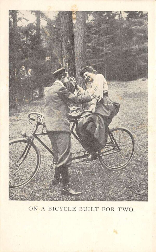 Romance Greetings Double Bicycle Two Seat Vintage Postcard AA97883