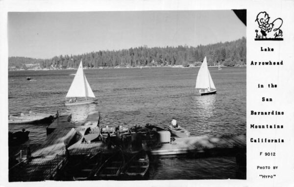 Lake Arrowhead California San Bernardino Mts Sailing Real Photo Postcard AA98038