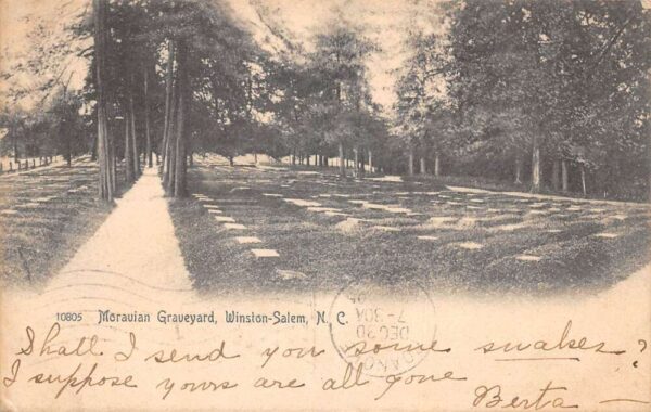 Winston Salem North Carolina Moravian Graveyard Vintage Postcard AA98049