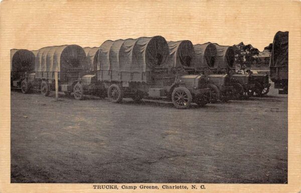 Charlotte North Carolina Camp Greene Trucks Vintage Postcard AA98051