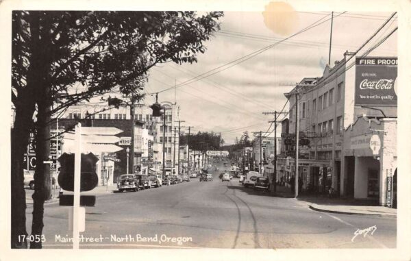 North Bend Oregon Main Street Coke Sign Real Photo Postcard AA98062