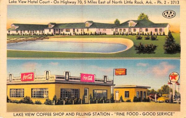 Little Rock Arkansas Lake View Hotel Coke Sign Vintage Postcard AA98085