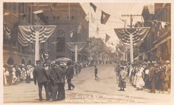 Burlington Vermont Church Street 4th of July Parade Real Photo Postcard AA98087