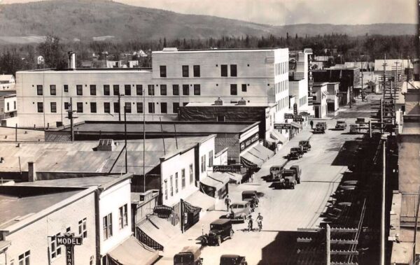 Fairbanks Alaska Business District Street Scene Real Photo Postcard AA98092