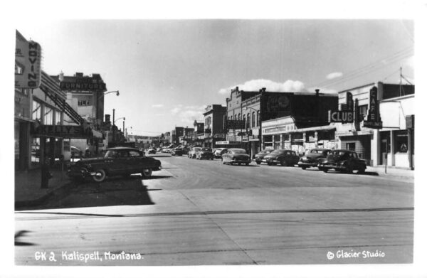 Kalispell Montana Business District Street Scene Real Photo Postcard AA98097