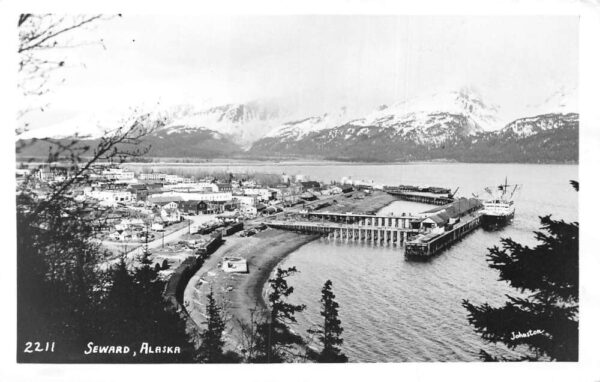 Seward Alaska Birds Eye View Real Photo Vintage Postcard AA98115