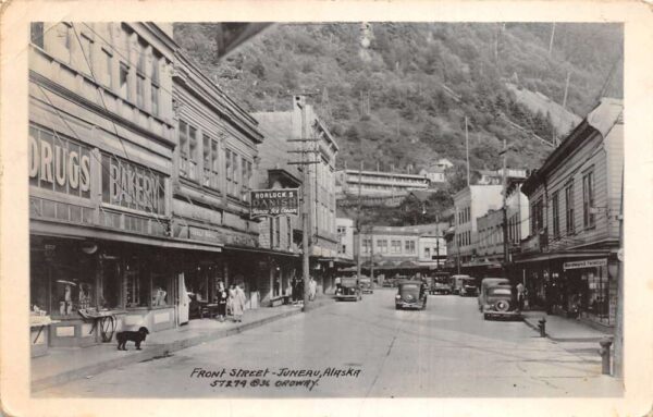 Juneau Alaska Front Street Real Photo Vintage Postcard AA98119