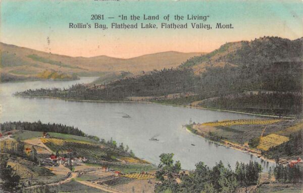 Flathead Valley Montana Rollins Bay Birds Eye View Vintage Postcard AA98136