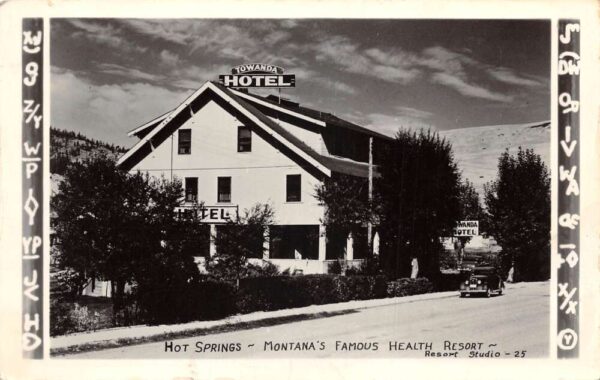 Hot Springs Montana Towanda Hotel Real Photo Vintage Postcard AA98141