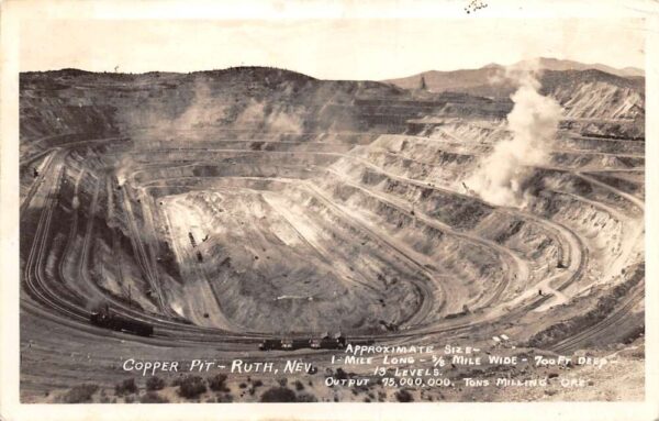 Ruth Nevada Copper Pit Mining Real Photo Postcard AA98146