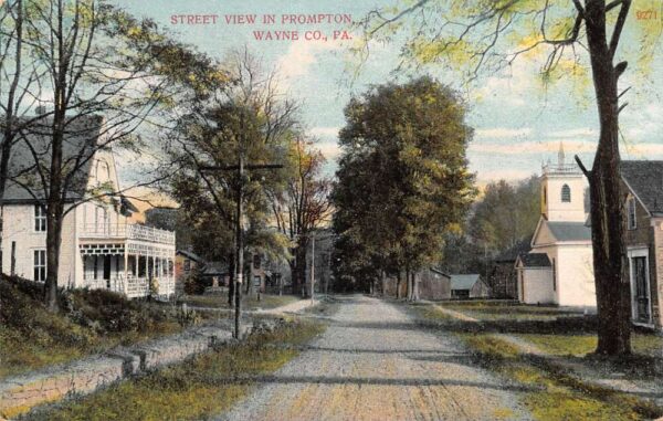 Prompton Pennsylvania Street Scene Vintage Postcard AA98156