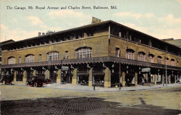 Baltimore Maryland Mt Royal Ave Garage Vintage Postcard AA98167