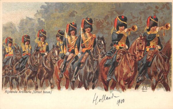 Netherlands Dutch Military Horse Artillery Calvary Vintage Postcard AA98185