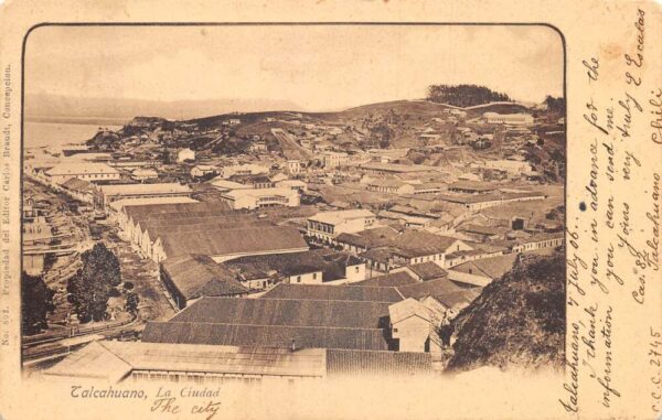 Talcahuano Chile Birds Eye View Vintage Postcard AA98187