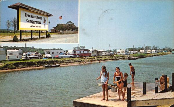 Fenwick Island Delaware Treasure Beach Campground Trailer Park Postcard AA98190