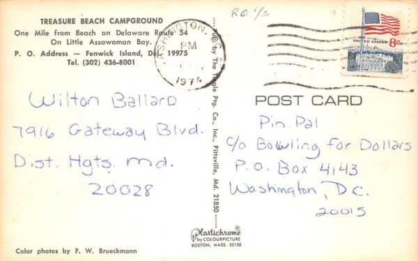 Fenwick Island Delaware Treasure Beach Campground Trailer Park Postcard AA98190 - Image 2