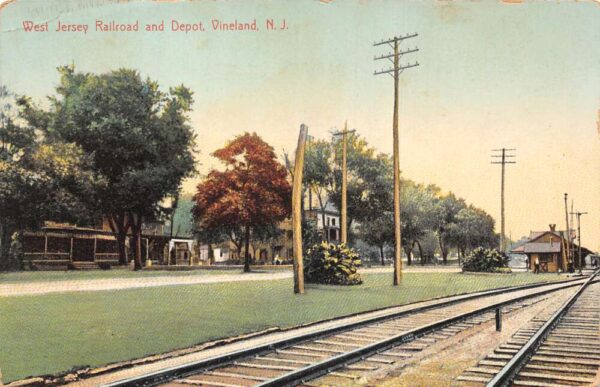 Vineland New Jersey West Jersey Railroad and Depot Vintage Postcard AA98366