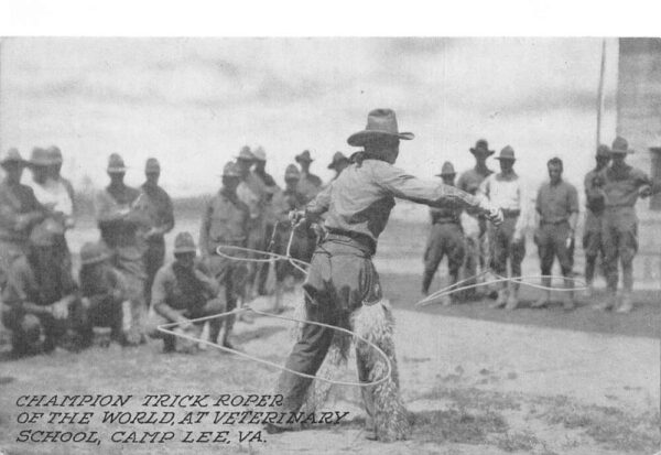 Camp Lee Virginia Veterinary School Trick Roper Rodeo Postcard AA98376