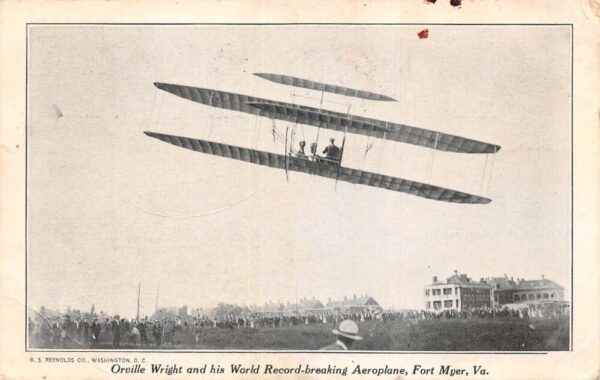 Fort Myer Virginia Orville Wright Aeroplane Airplane Aviation Postcard AA98382