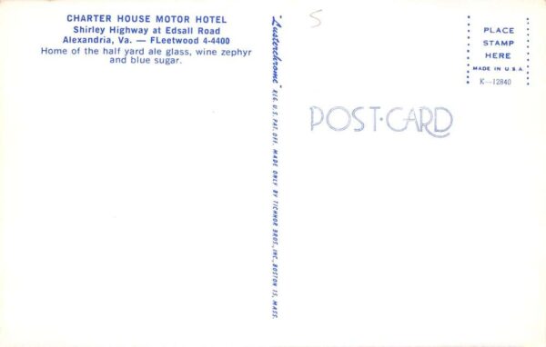 Alexandria Virginia Charter House Motor Hotel Dining Room Postcard AA98392 - Image 2