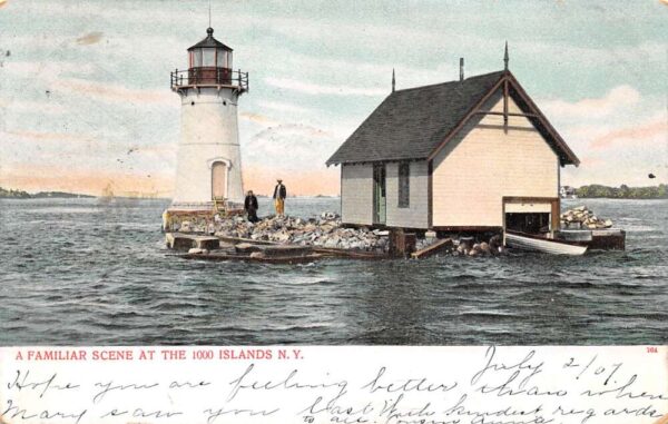 1000 Islands New York Light House, Undivided Back, Vintage Postcard U22370