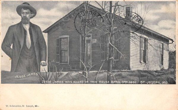 St. Joseph Missouri House Where Jesse James Was Killed, Vintage Postcard U22373