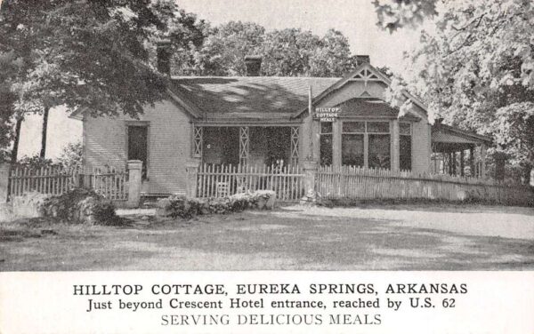 Eureka Springs Arkansas Hilltop Cottage, B/W Lithograph, Vintage Postcard U22374