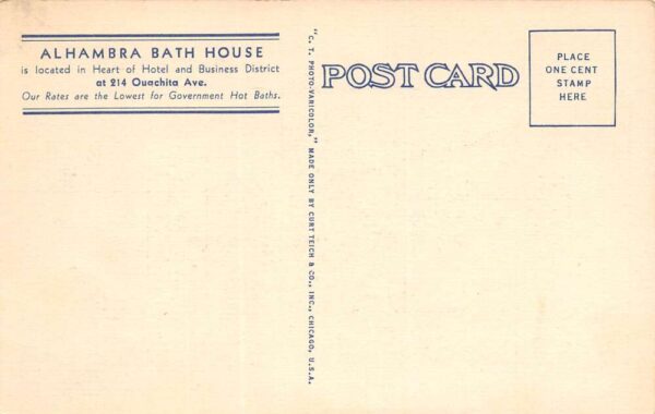 Hot Springs National Park Arkansas Alhambra Bath House, Vintage Postcard U22375 - Image 2