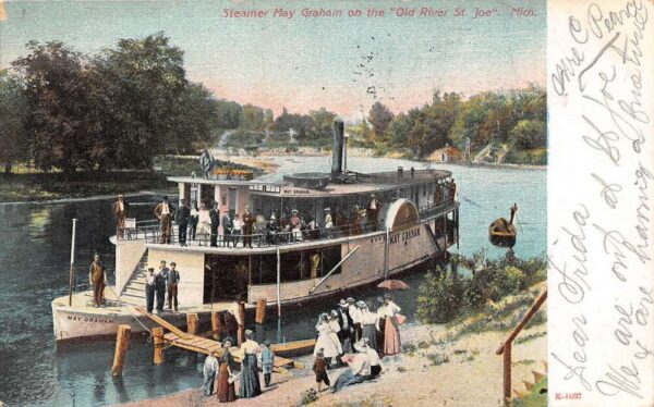 Michigan Steamer "May Graham" On Old River St, Joe, Vintage Postcard U22388