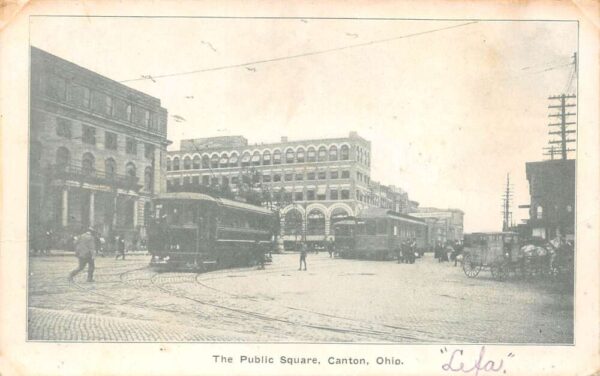 Canton Ohio The Public Square, Undivided Back, Vintage Postcard U22389