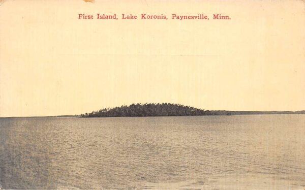 Paynesville Minnesota 1st Island, Lake Koronis, Lithograph, Vintage PC U22392