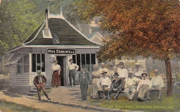 Excelsior Springs Missouri The Mee Soda Well, Color Lithograph, Postcard U22394