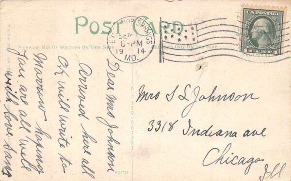 Excelsior Springs Missouri The Mee Soda Well, Color Lithograph, Postcard U22394 - Image 2