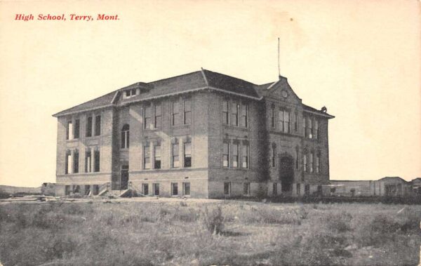 Terry Montana High School, B/W Lithograph, Vintage Postcard U22401