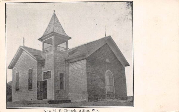 Attica Wisconsin New Methodist Episcopal Church, Vintage Postcard U22404