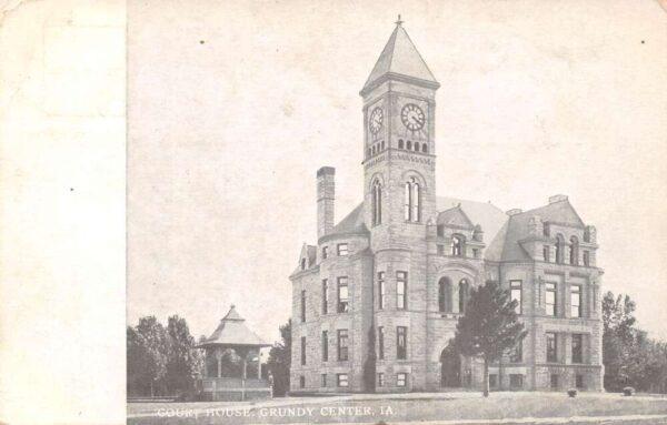 Grundy Center Iowa Court House, B/W Lithograph, Vintage Postcard U22413