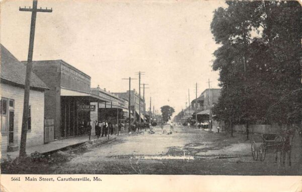 Caruthersville Missouri Main Street, B/W Lithograph, Vintage Postcard U22422