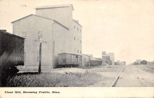 Blooming Prairie Minnesota Flour Mill, B/W Lithograph, Vintage Postcard U22428