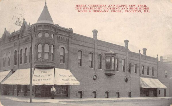 Stockton Illinois Headlight Clothing & Shoe Store, X Mas Greeting, PC U22430