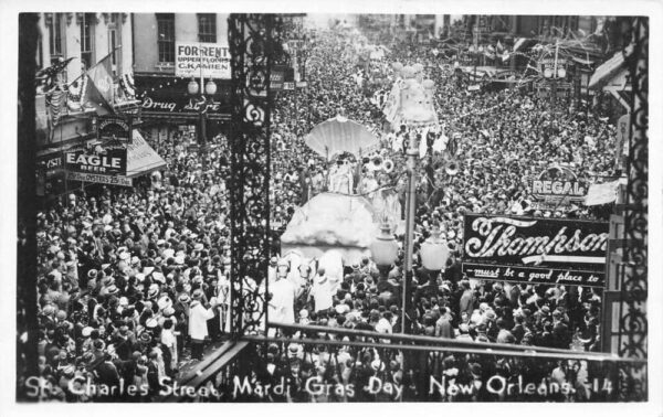 New Orleans Louisiana Mardi Gras Day Parade Beer Signs Real Photo PC AA98493