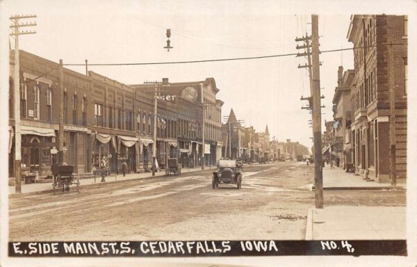 Cedarfalls Iowa East Side Main Street Real Photo Postcard AA98500