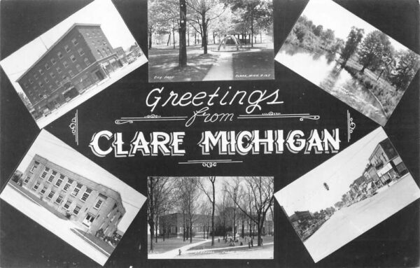 Clare Michigan Greetings Multiview Real Photo Postcard AA98526